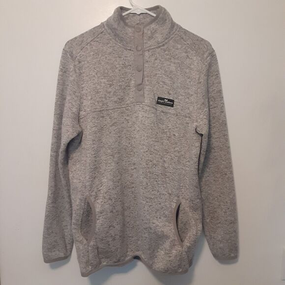 Simply Southern Women's Pullover Large Soft Knit Sweater Gray 1/4 Button Up - Picture 1 of 8